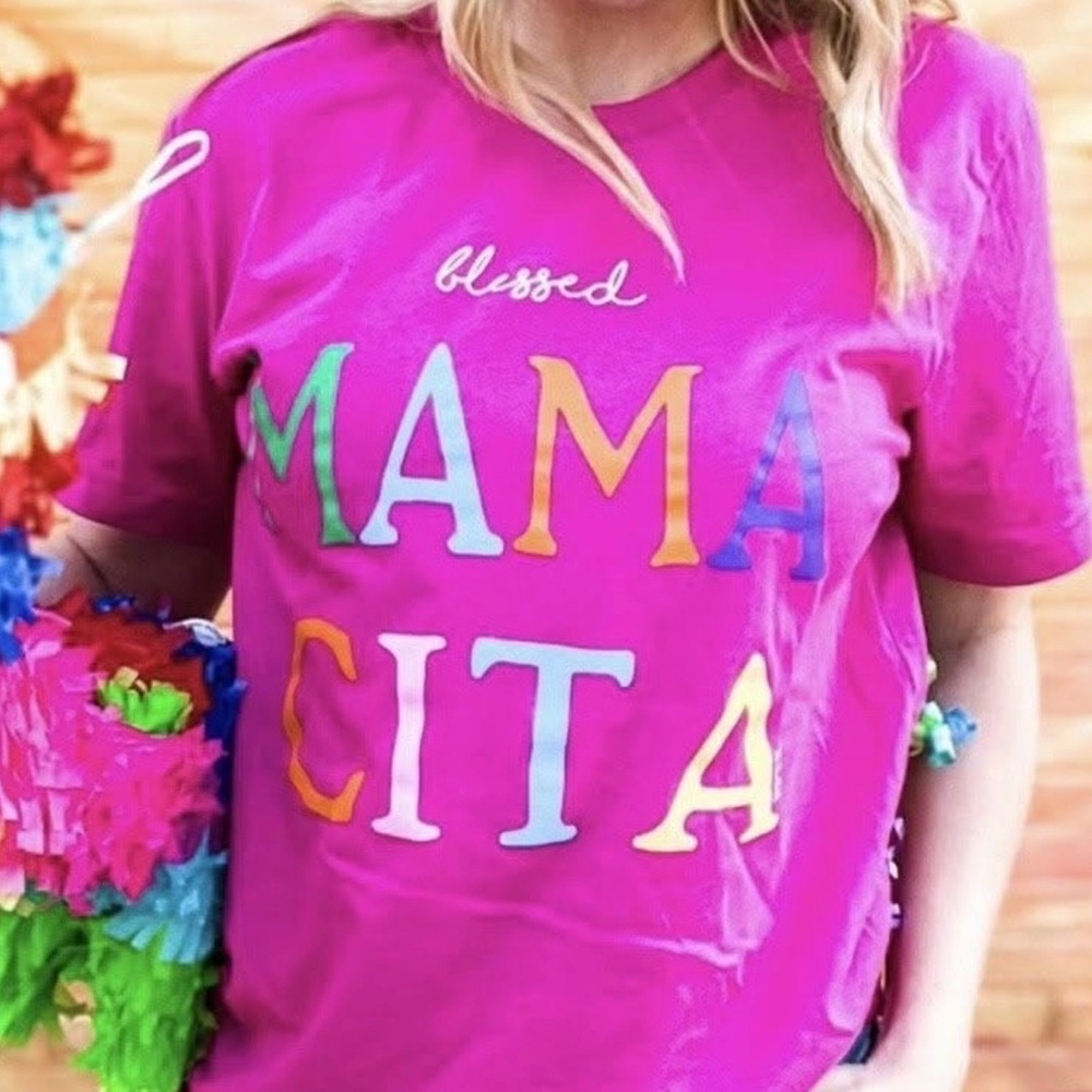 Blessed Mama Cita Tee - Bright Pink